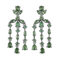 Merelani Mint Garnet Chandelier Earrings in Platinum Over Sterling Silver 2.90 ctw