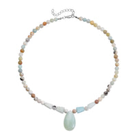 Galilea Rose Quartz Beaded Tribal Necklace 18-20 Inches in Silvertone 132.00