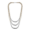 Cream Beaded Cassandra 3 Layered Necklace 24 Inches - Sticky add to cart bar