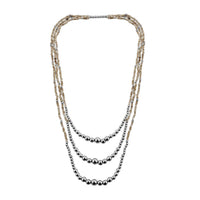 Cream Beaded Cassandra 3 Layered Necklace 24 Inches