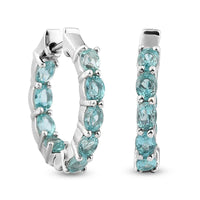 Madagascar Paraiba Apatite Hoop Earrings in Platinum Over Sterling Silver 3.65 ctw