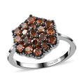 Red Diamond Cluster Ring in Rhodium and Platinum Over Sterling Silver 1.00 ctw - Sticky add to cart bar