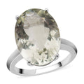 Montezuma Prasiolite Solitaire Ring in Rhodium Over Sterling Silver (Size 9.0) 10.90 ctw - Sticky add to cart bar