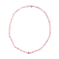 Pink and White Freshwater Pearl Necklace (24 Inches) in Stainless Steel 220.00 ctw , Tarnish-Free, Waterproof, Sweat Proof Jewelry