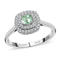 Certified & Appraised 950 Platinum AAAA Paraiba Tourmaline and E-F VS Diamond Ring 5 Grams 0.60 ctw