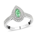 Certified & Appraised RHAPSODY 950 Platinum AAAA Paraiba Tourmaline and E-F VS Diamond Double Halo Ring 7 Grams 1.00 ctw - Sticky add to cart bar