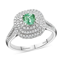 Certified & Appraised RHAPSODY 950 Platinum AAAA Paraiba Tourmaline and E-F VS Diamond Split Shank Ring 7 Grams 1.20 ctw