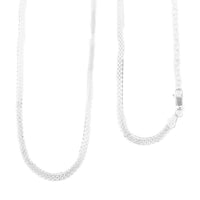 Italian Sterling Silver 11mm Bismark 4 Line Pave Necklace 22-24 Inches 7.3 Grams