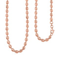 Italian Silver Beaded Necklace, 14K Rose Gold Over Sterling Silver Necklace, Oval Beaded Necklace, 20 Inch Necklace 11 Grams - Sticky add to cart bar