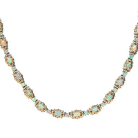 Premium Ethiopian Welo Opal Necklace 18 Inches in Vermeil YG and Platinum Over Sterling Silver 30.90 Grams 7.35 ctw