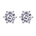 Hexagonal Cut Moissanite Solitaire Stud Earrings in Rhodium Over Sterling Silver 2.15 ctw - Sticky add to cart bar