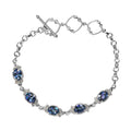Brazilian Periwinkle Bloom Petalite and White Zircon Toggle Clasp Bracelet Platinum Over Sterling Silver (7.25 In) 5.30 ctw - Sticky add to cart bar
