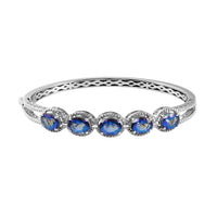 Periwinkle Bloom Petalite Bangle Bracelet in Platinum Over Sterling Silver (8.00 In) 18.40 Grams 4.35 ctw