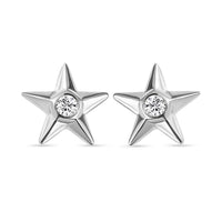 Moissanite Star Earrings in Platinum Over Sterling Silver 0.20 ctw