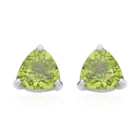 Premium Peridot Solitaire Stud Earrings in Rhodium Over Sterling Silver 2.65 ctw