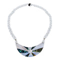 White Seed Beaded, Moon Shell Multi Strand Necklace 22 Inches - Sticky add to cart bar