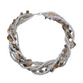 White Seed Beaded with Shell Multi Strand Necklace 20 Inches - Sticky add to cart bar