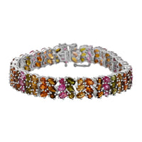 Multi-Tourmaline Bracelet in Platinum Over Sterling Silver (8.00 In) 23.10 Grams 29.00 ctw