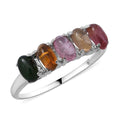 Multi-Tourmaline 5 Stone Ring in Platinum Over Sterling Silver (Size 8.0) 1.25 ctw - Sticky add to cart bar