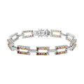 Multi-Tourmaline and Natural White Zircon Paper Clip Bracelet in Platinum Over Sterling Silver (6.50 In) 12.75 Grams 3.40 ctw - Sticky add to cart bar