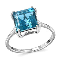 LUXORO 10K White Gold AAA London Blue Topaz Solitaire Ring 6.00 ctw