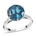 Certified & Appraised Luxoro 10K White Gold AAA London Blue Topaz and G-H I1 Diamond Ring 6.35 ctw - Sticky add to cart bar