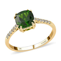 Certified & Appraised 10K Yellow Gold AAA Natural Chrome Diopside and G-H I1 Diamond Ring 1.70 ctw