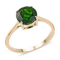 Certified & Appraised LUXORO 10K Yellow Gold AAA Natural Chrome Diopside Solitaire Ring 2.15 ctw