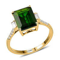Certified & Appraised LUXORO 14K Yellow Gold AAA Natural Chrome Diopside, Diamond (G-H, I1) (0.20 cts) Ring (Size 10.0) (2.25 g) 3.65 ctw