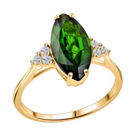 Certified & Appraised LUXORO 14K Yellow Gold AAA Natural Chrome Diopside and G-H I1 Diamond Ring 2.40 Grams 2.80 ctw