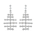 Doorbuster White Zircon Fish Bone Earrings in Platinum Over Sterling Silver 1.15 ctw - Sticky add to cart bar