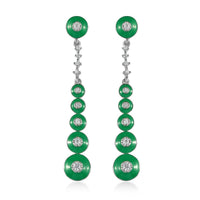 Natural White Zircon and Enameled Dangling Earrings in Platinum Over Sterling Silver 0.60 ctw