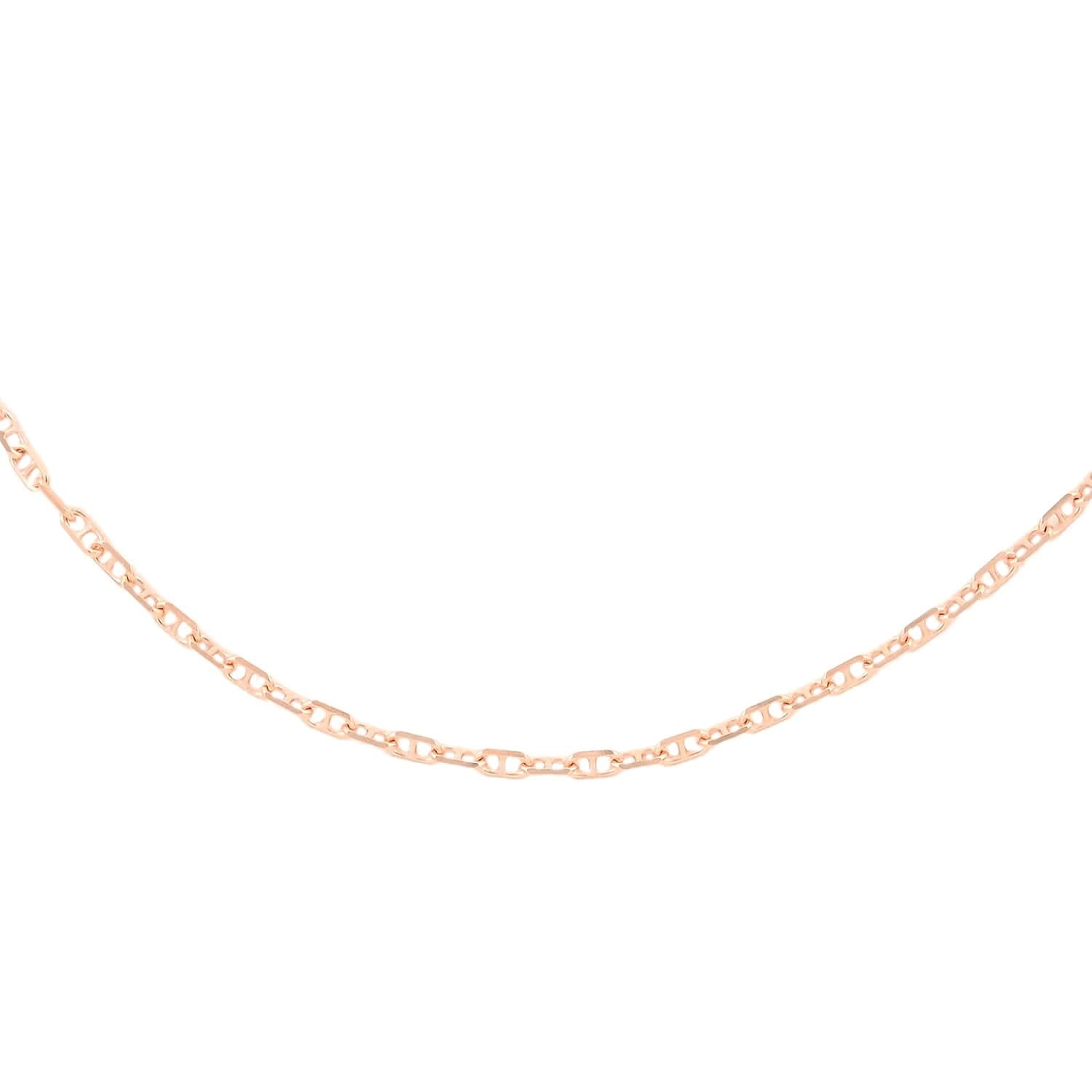 Italian 14K Rose Gold Over Sterling Silver Anchor Chain 24 Inches 2.70 Grams