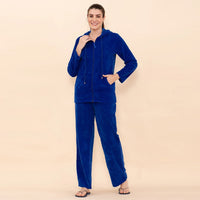 TAMSY Blue Velour Track Suit Set - L
