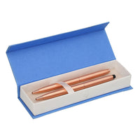 Set of 2 Copper Ball Point Pens Studded with Crystal in Gift Box -Bronze