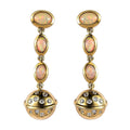 Ethiopian Welo Opal and White Zircon Solar System Planet Drop Statement Earrings in Vermeil Yellow Gold Over Sterling Silver 1.50 ctw - Sticky add to cart bar