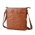 Men's Collection Black Genunie Leather Crocodile Skin Middle Size Crossbody Bag (10"x11"x2") with Shoulder Strap - Sticky add to cart bar