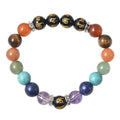Multi Gemstone Beaded Seven Chakra Feng Shui Stretch Bracelet in Silvertone 139.00 ctw - Sticky add to cart bar