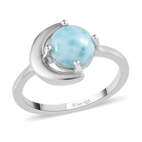 Larimar Sea and Moon Ring in Platinum Over Sterling Silver 1.65 ctw