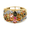 Multi-Tourmaline and Natural White Zircon Cluster Ring in Vermeil Yellow Gold Over Sterling Silver 1.85 ctw - Sticky add to cart bar