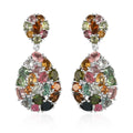 Multi-Tourmaline Dangling Earrings in Platinum Over Sterling Silver 6.40 ctw - Sticky add to cart bar