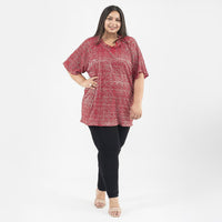 TAMSY, 100% POLYESTER, TUNIC, SIZE- ONE SIZE MISSY, COLOR-RED