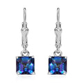Asscher Cut Periwinkle Bloom Petalite Lever Back Earrings in Platinum Over Sterling Silver 1.85 ctw - Sticky add to cart bar