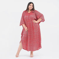 TAMSY, 100% POLYESTER, KAFTAN, SIZE- ONE SIZE, COLOR-RED