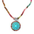 Premium Ethiopian Welo Opal and Multi-Tourmaline Cluster Pendant with Beaded Necklace 18 Inches in Platinum Over Sterling Silver 7.30 Grams 71.75 ctw - Sticky add to cart bar