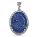 Karis Freshened Lapis Lazuli Carved Mother Mary Pendant in Platinum Bond 8.90 ctw - Sticky add to cart bar