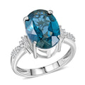 London Blue Topaz and Natural White Zircon Ring in Platinum Over Sterling Silver 8.10 ctw - Sticky add to cart bar