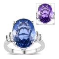 Color Change Fluorite, Diamond Ring in Platinum Over Sterling Silver (Size 10.0) 6.90 ctw - Sticky add to cart bar