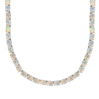 Premium Rainbow Moonstone and Diamond Accent Tennis Necklace 18 Inches in Platinum Over Sterling Silver 49.25 ctw