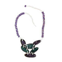 Purple Color Beaded, Shell and Resin Necklace (21 Inches)